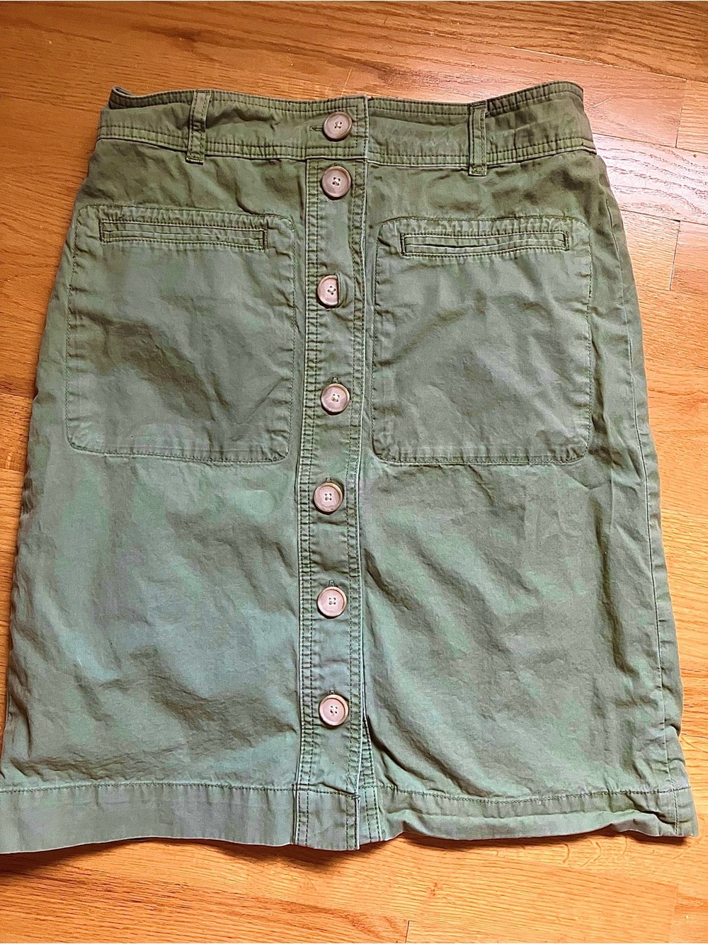 J Crew Button-Front Olive Green Utility Skirt